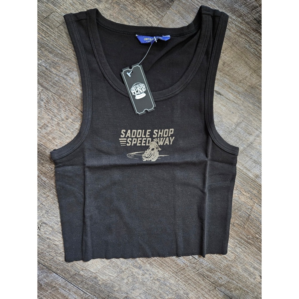 Coney Island Picnic black saddle shop speedway tank top size small NWT